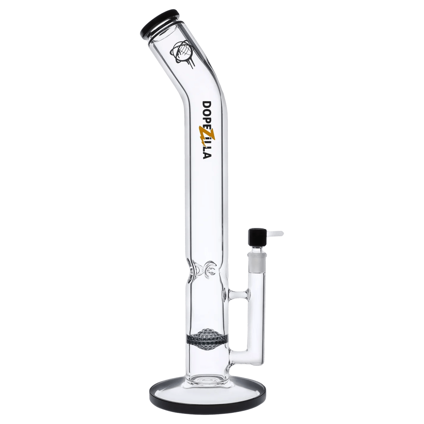Front view of the Titans Atlas Water Pipe, a clear glass pipe with a rounded base and simple cylindrical design.