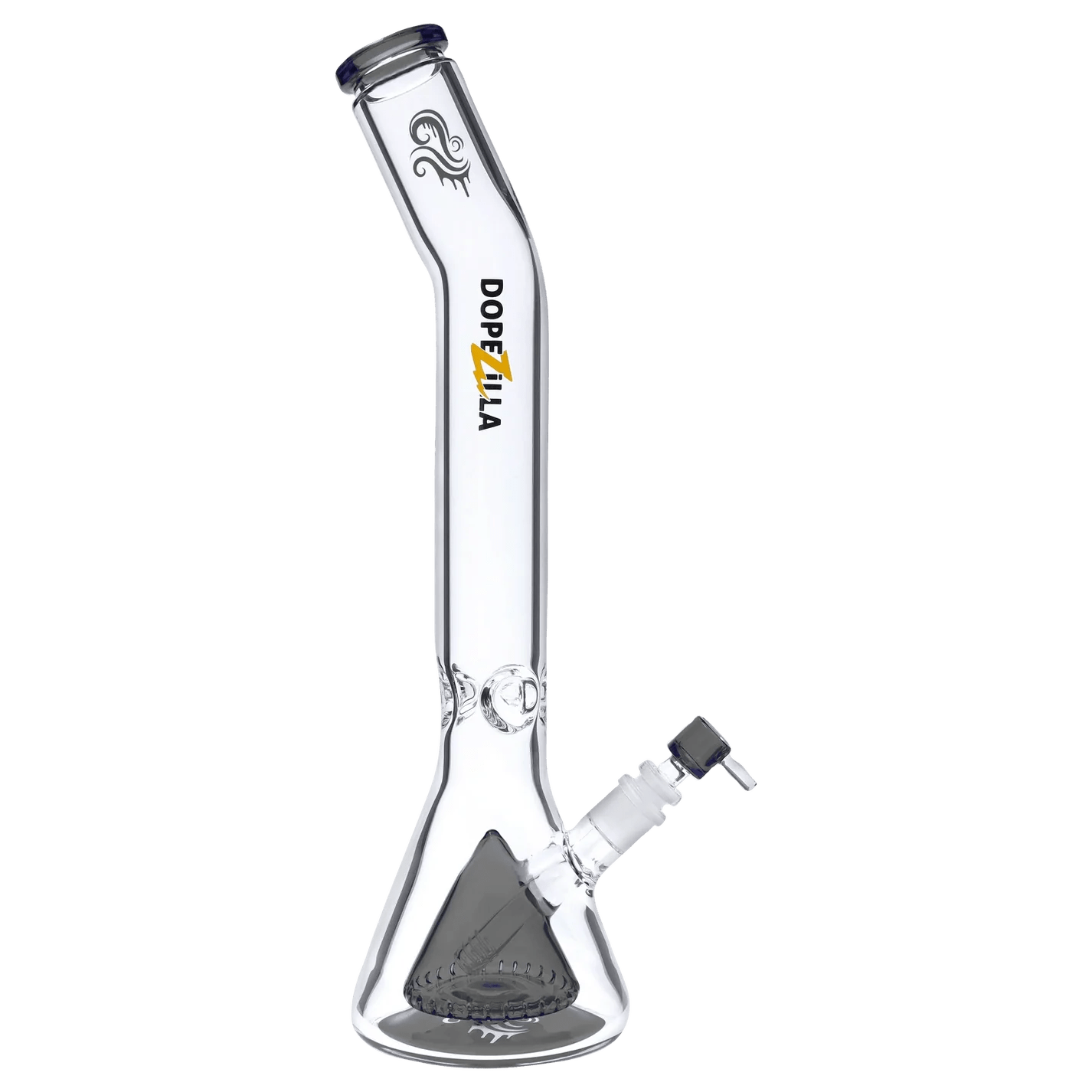 The Titans Oceanus Water Pipe is displayed in a studio shot with a clear glass body and curved neck.
