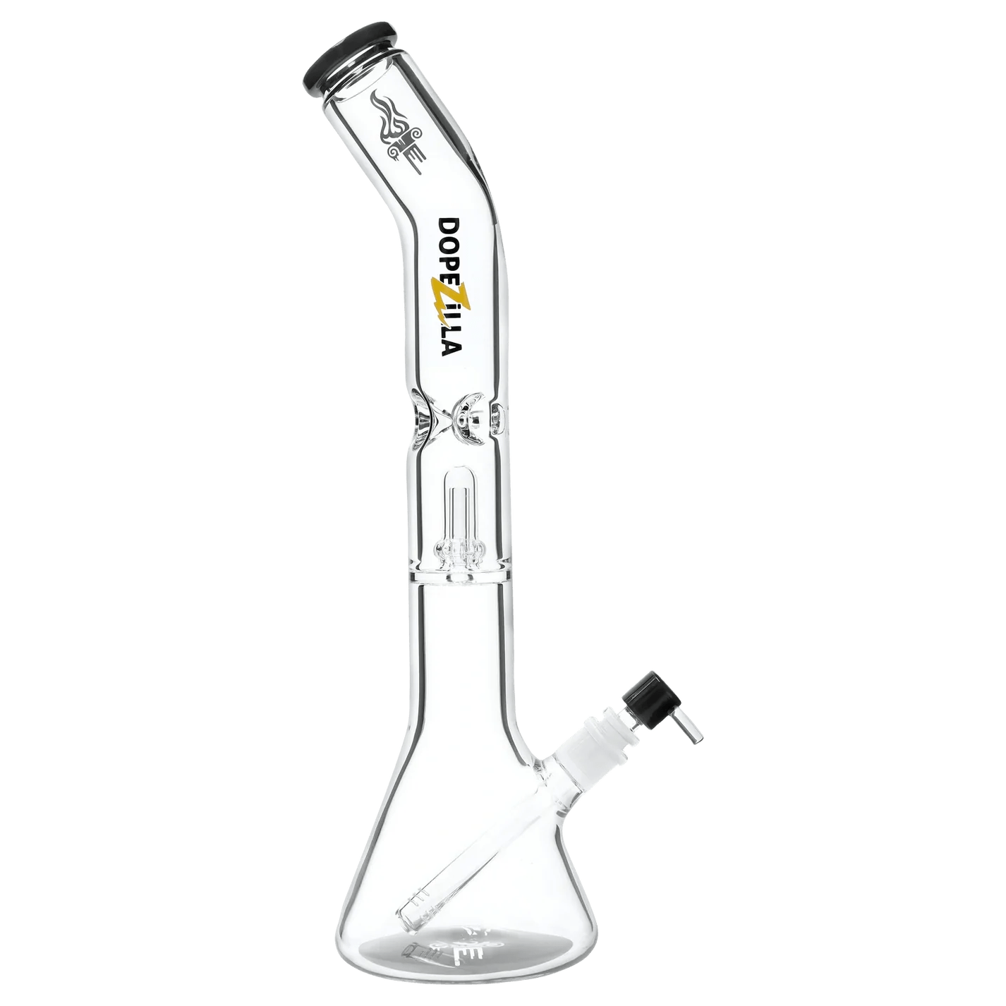 Front view of the Titans Promethus Water Pipe, a clear glass pipe with a classic beaker shape and visible joint.