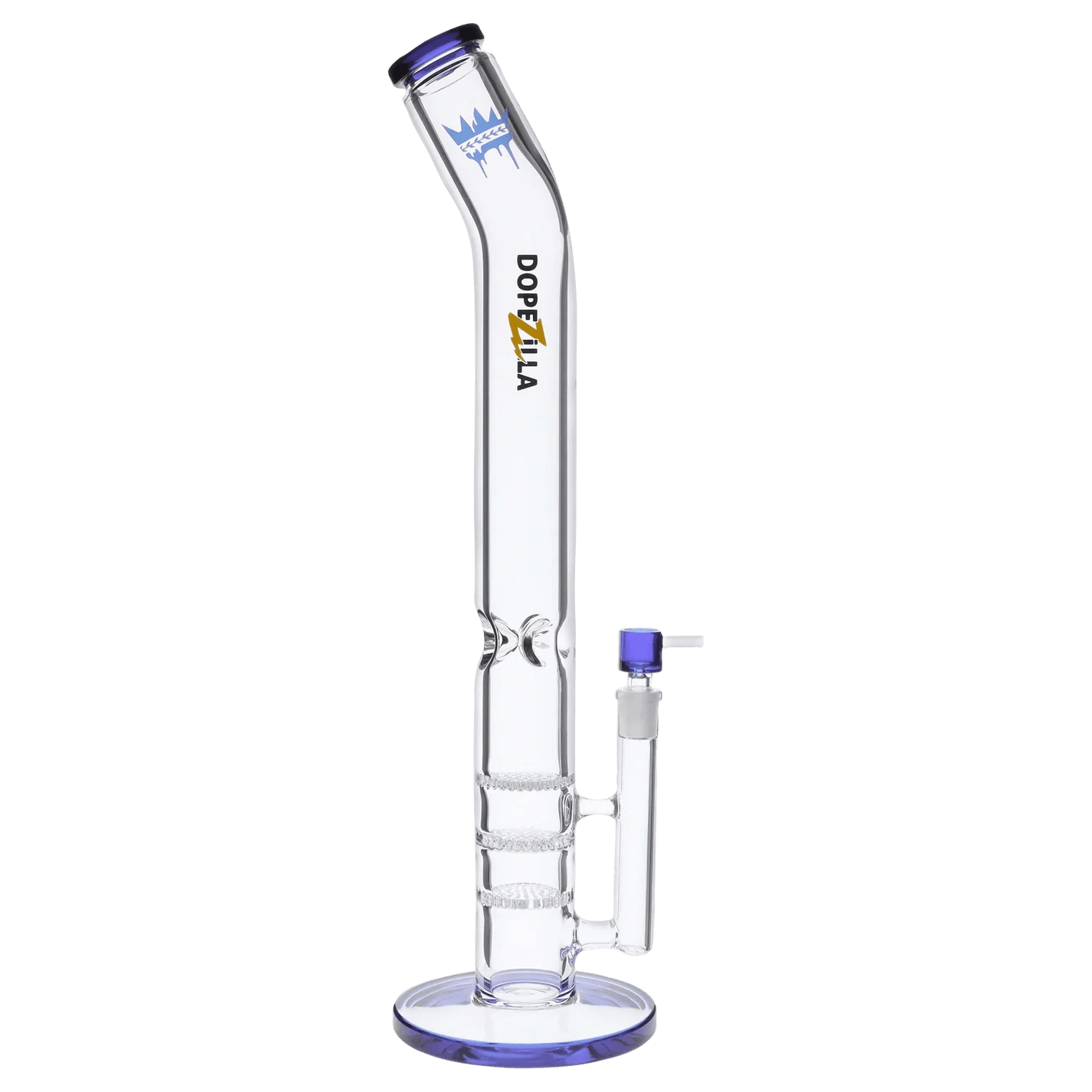 A studio shot of the Titans Cronus Water Pipe with a blue accent and a classic beaker shape, set against a plain white background.