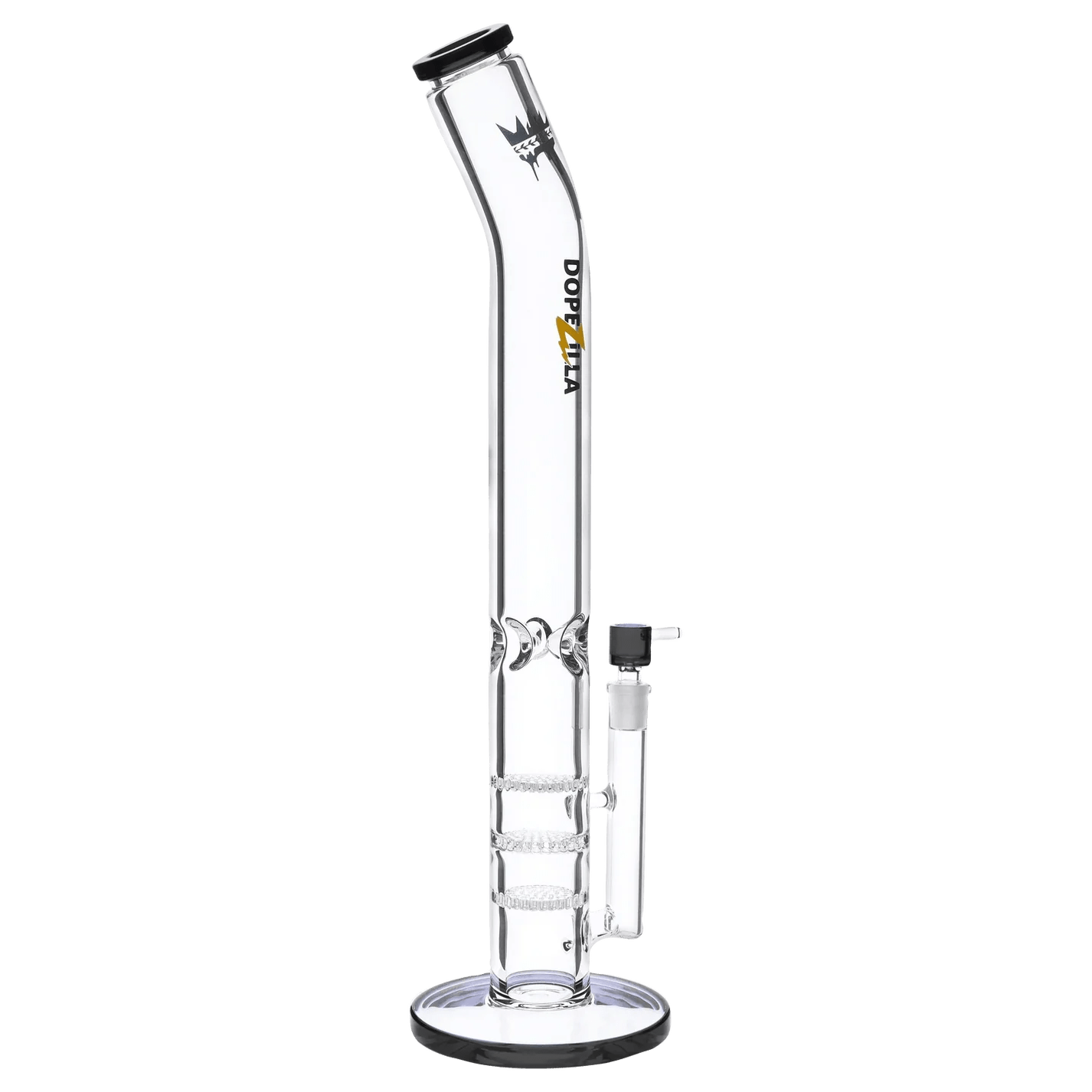Front view of the Titans Cronus Water Pipe, a clear glass pipe with a simple cylindrical shape and visible base.