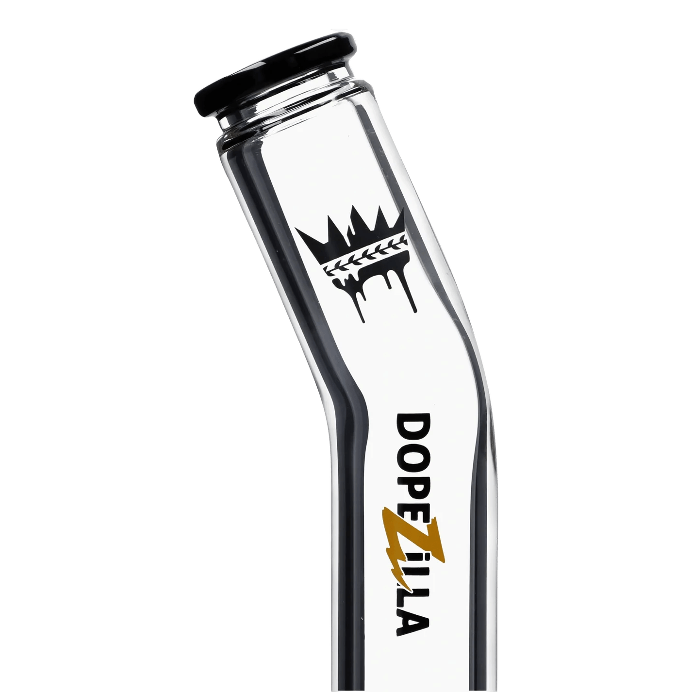 Front view of the Titans Cronus Water Pipe, a clear glass pipe angled against a plain white background.