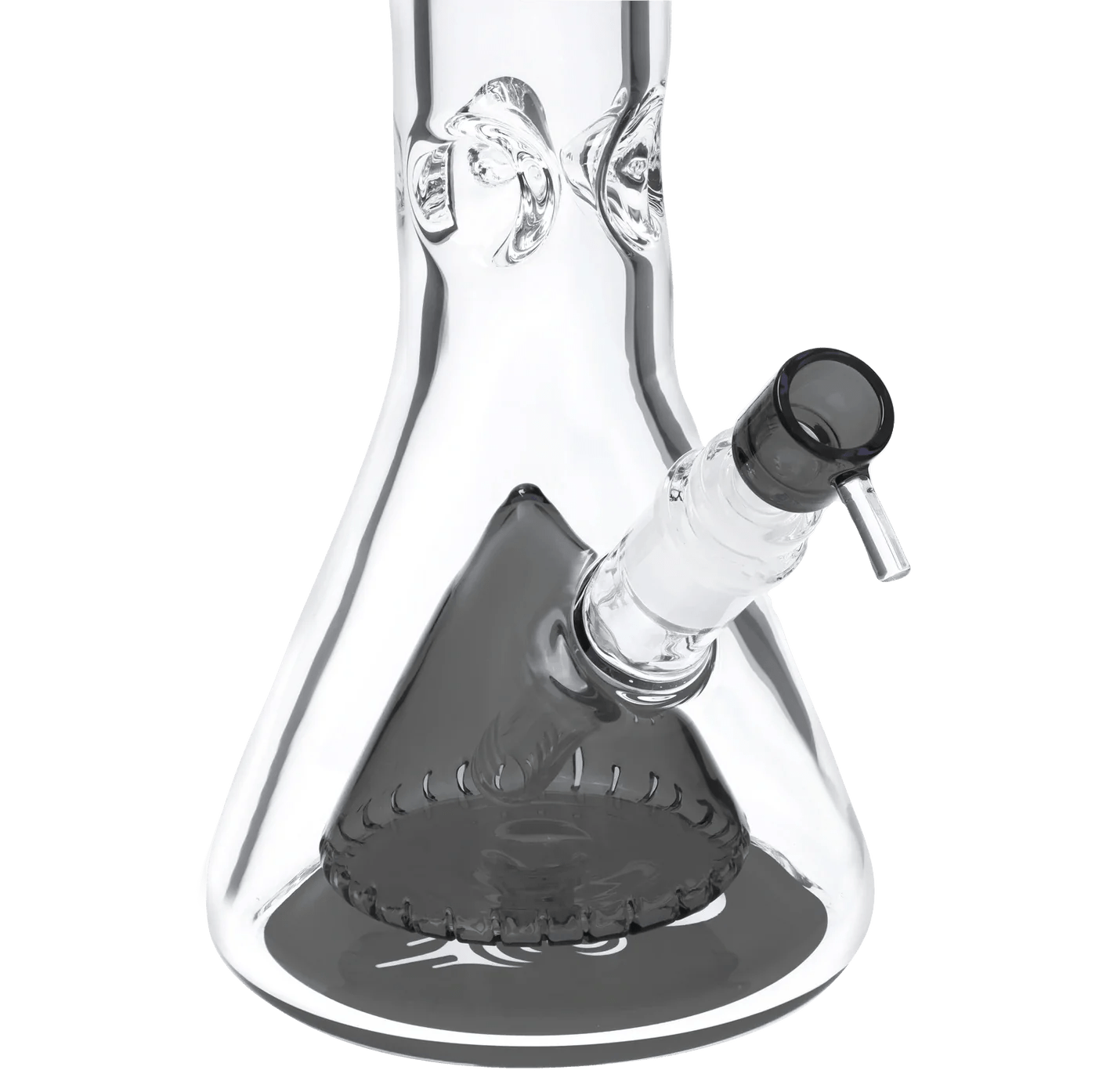 Front view of the Titans Oceanus Water Pipe, a clear glass pipe with a wide base and curved neck.