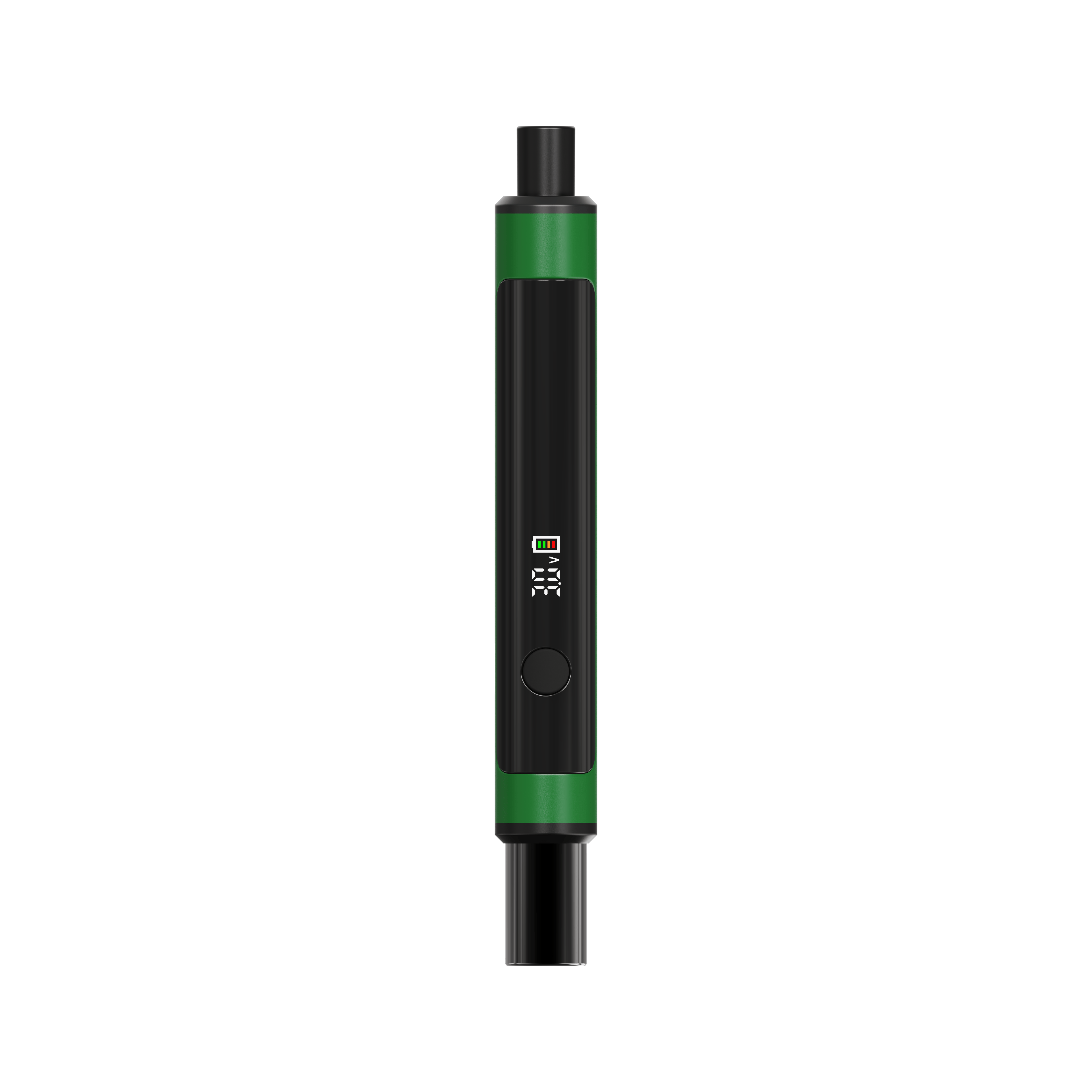 Centered close-up front view of the green Little Dipper Dab Straw Vaporizer showing its black mouthpiece and LED display.