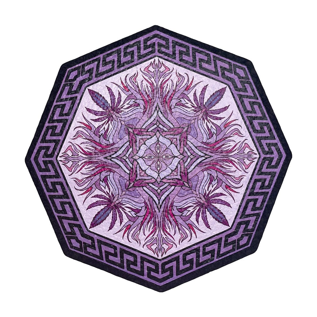 A top-down view of the 10" Dab Mats, featuring an intricate geometric design within a circular, patterned border.