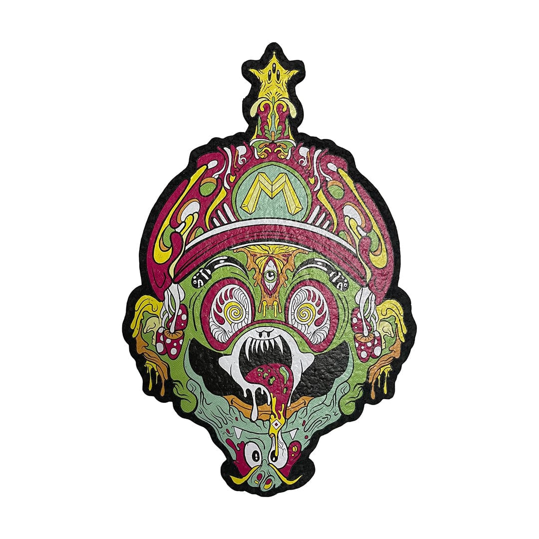 A top-down view of the 10" Dab Mats, showcasing a colorful, patterned surface with a central circular design.