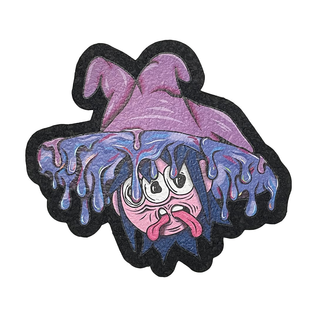 A vibrant, top-down view of the 10" Dab Mats, featuring a swirling, colorful design resembling liquid splashes on a dark surface.