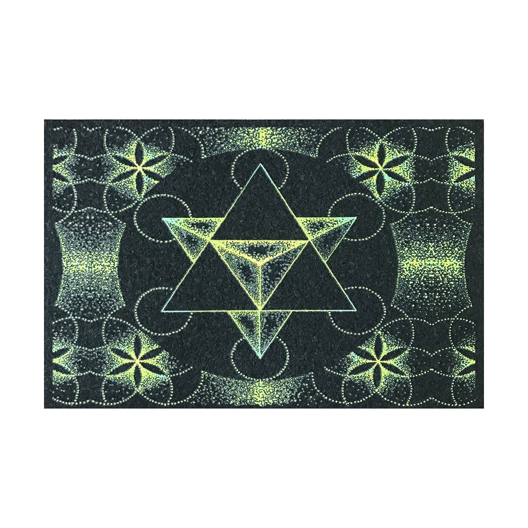 Front view of the "18" Dab Mats", showcasing a detailed floral pattern against a dark background.