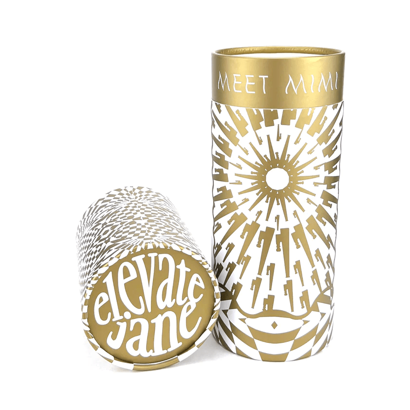 Front view of the Elevate Jane Chroma Mimi Bong, showing a patterned glass piece against a plain white background.