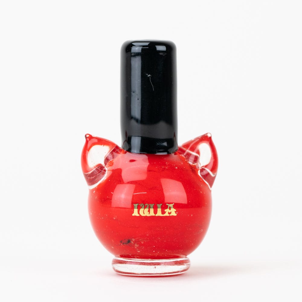 A straight-on shot of the SakiBomb Kitty Red Nail Polish Dry Pipe, showcasing its glossy red finish.