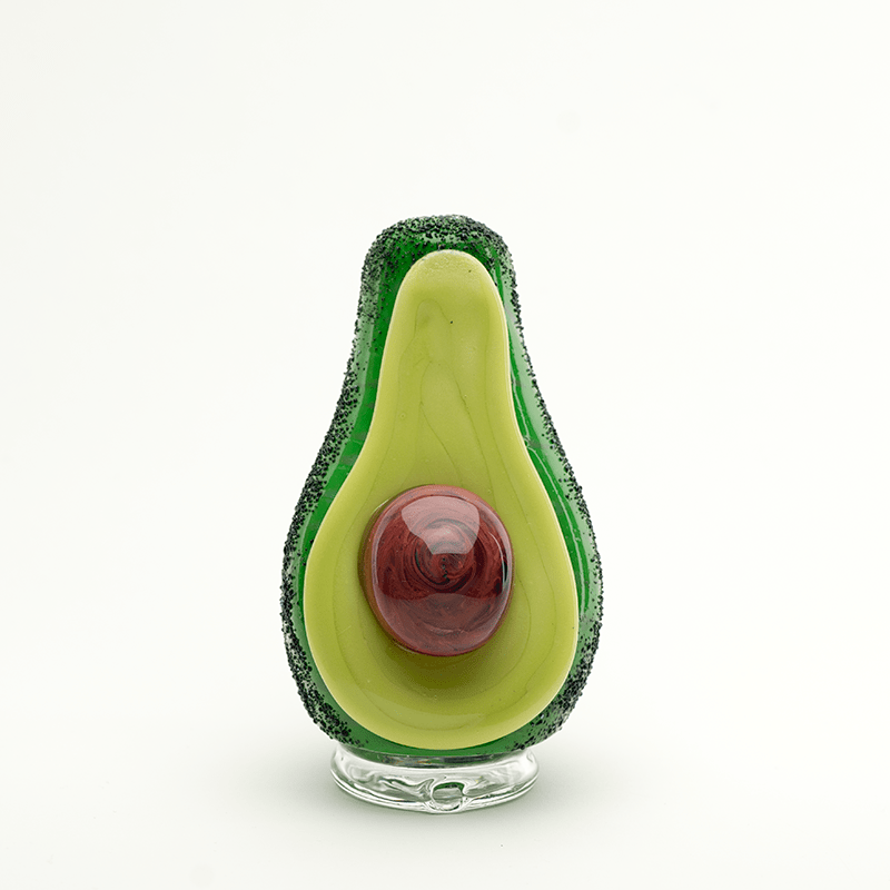 Front view of the Avocadope PuffCo Peak & Peak Pro Glass Attachment, showcasing its uniquely shaped, green glass design.