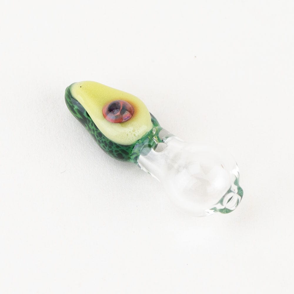 Close-up of the Avocadope PuffCo Peak Pro Glass Ball Cap, showing its rounded, green glass form against a plain white backdrop.