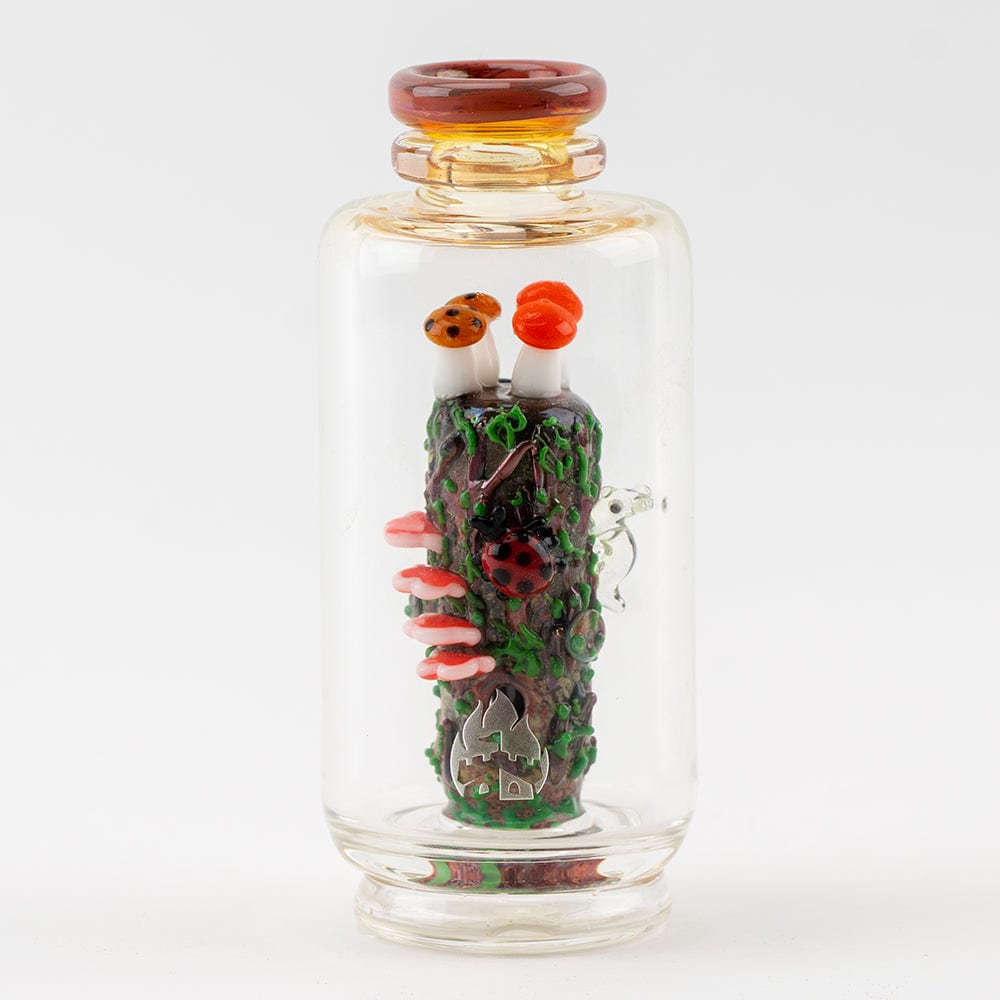 A front view of the “Renew the Redwood” Puffco Peak & Peak Pro Glass Attachment, featuring a detailed, textured glass design.