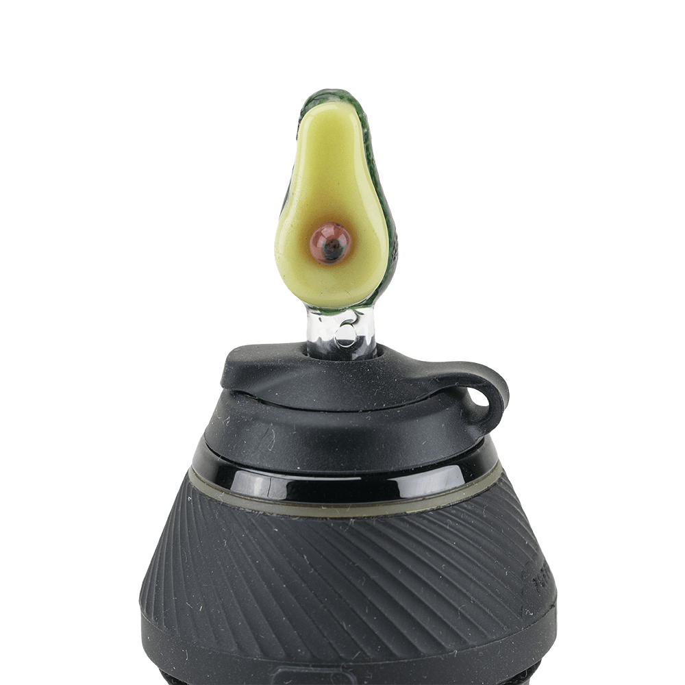 A close-up shot of the Avocadope PuffCo Proxy Glass Ball Cap, showcasing its smooth, rounded design against a neutral backdrop.