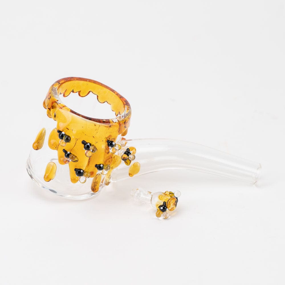A close-up view of the Beehive Proxy Glass Attachment Set, showcasing a clear glass piece with a textured, beehive-like design.