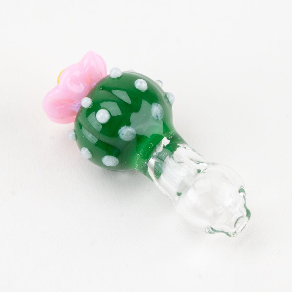 A close-up of the Peyote PuffCo Proxy Glass Ball Cap, showing a frosted glass orb with a pink accent.