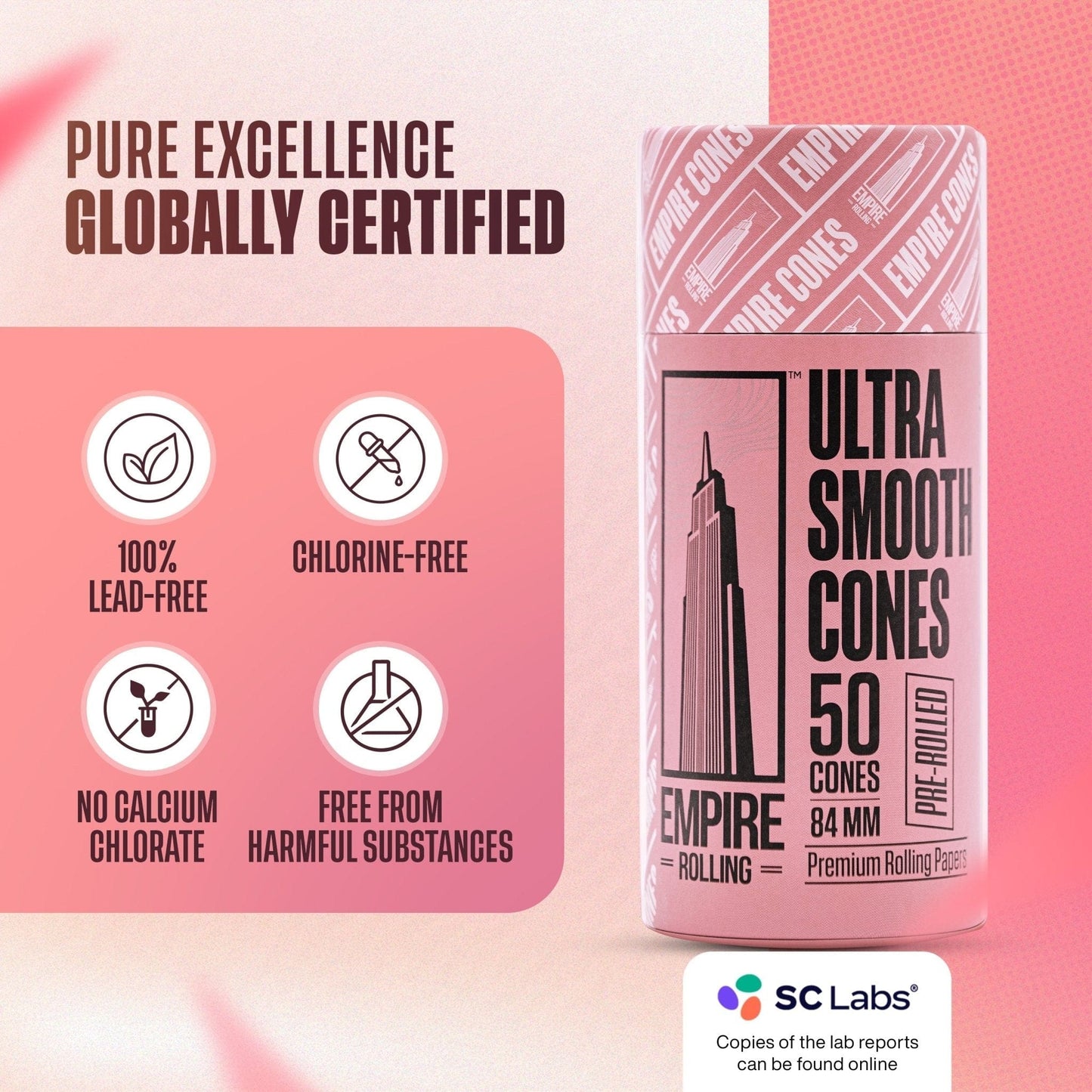 Empire Rolling Papers Rolling Papers Ultra Smooth Pink Cones 50 Count