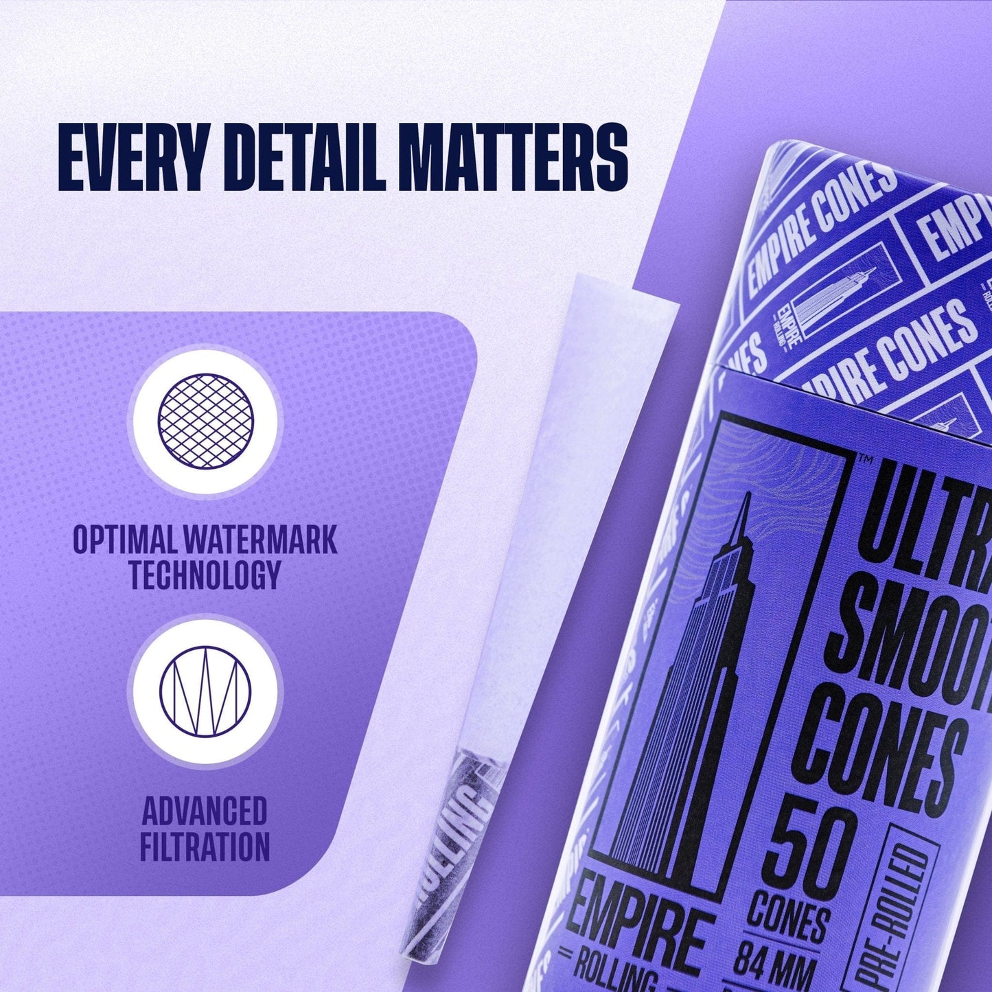 Empire Rolling Papers Rolling Papers Ultra Smooth Purple Cones 50 Count