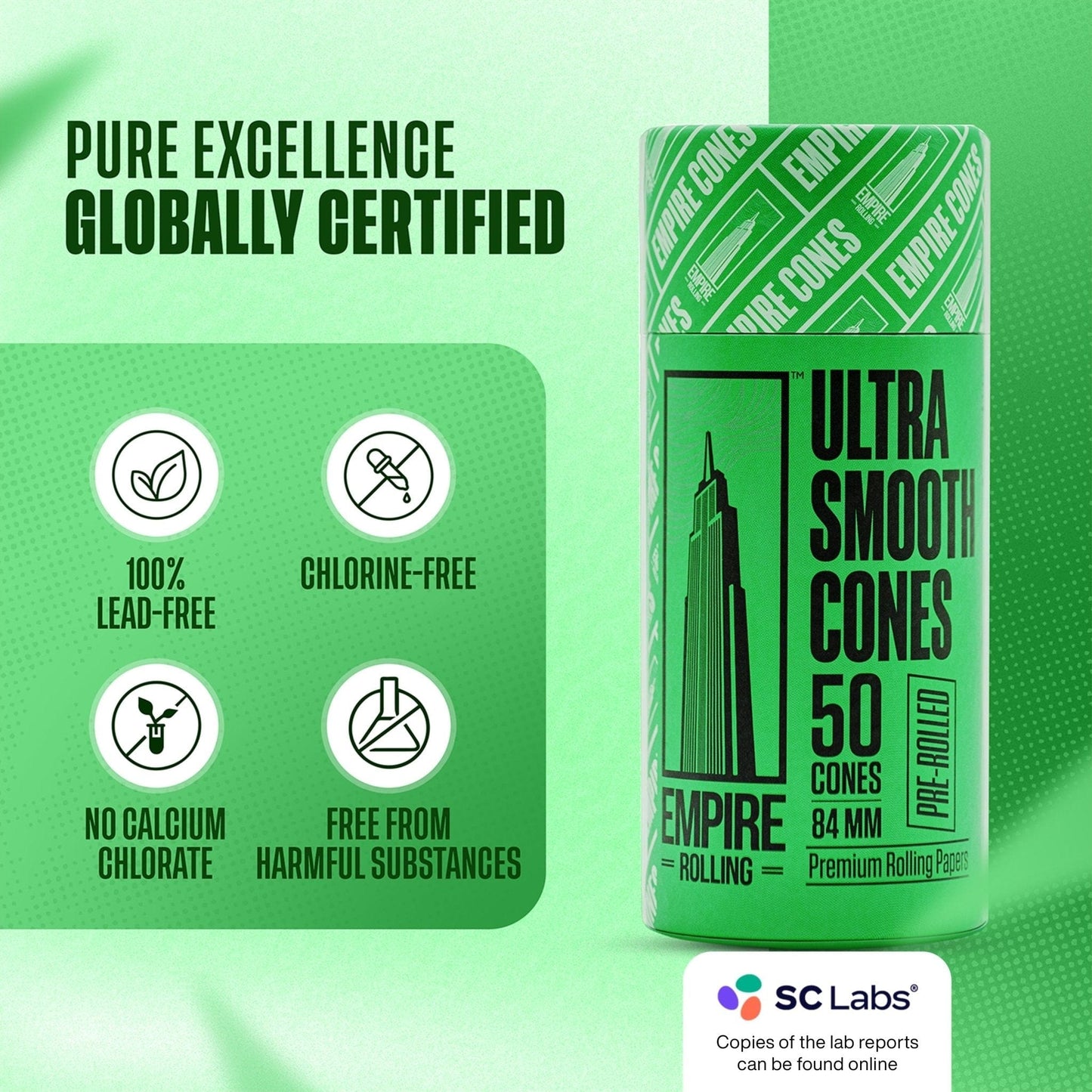 Empire Rolling Papers Rolling Papers Ultra Smooth Green Cones 50 Count