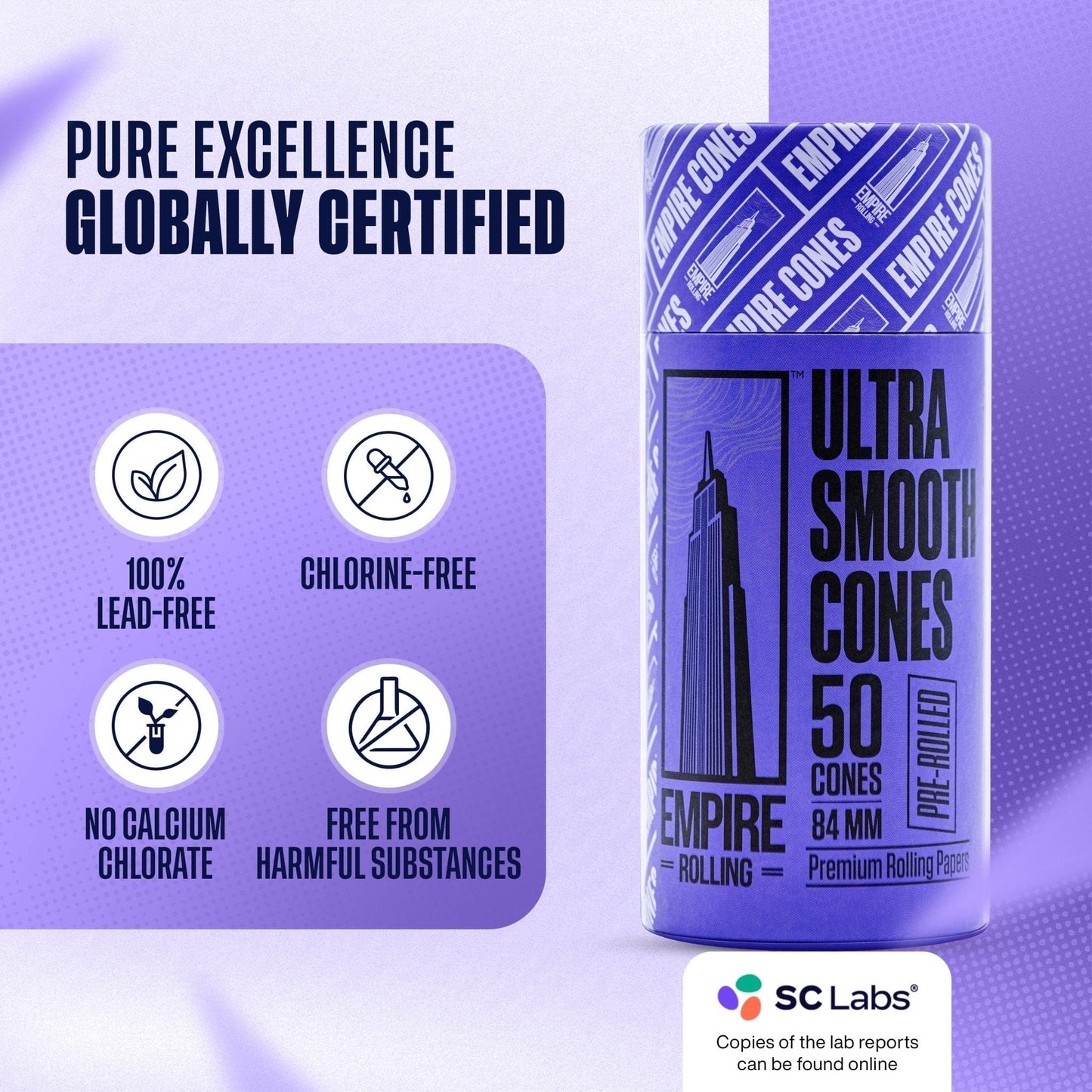 Empire Rolling Papers Rolling Papers Ultra Smooth Purple Cones 50 Count