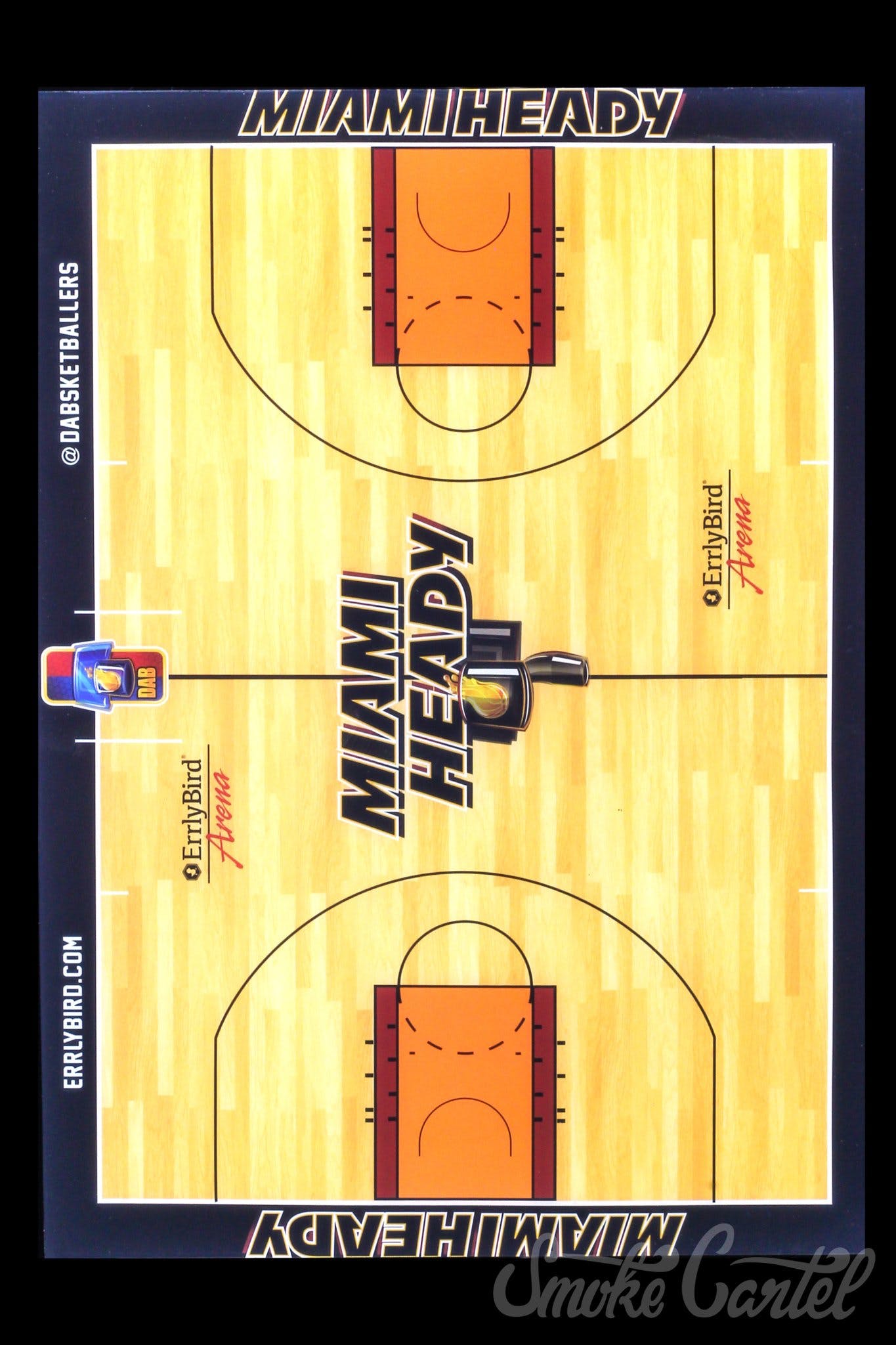 A top-down view of the Basketball Silicone Mat, featuring a basketball court design with a dark background.