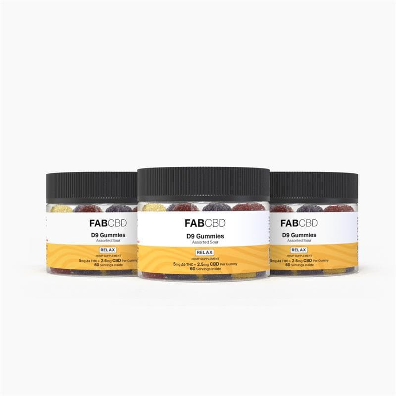 FABCBD DELTA9 THC Sour Assorted / 5mg D9 Per Serving Delta 9 Gummies: 3-Pack