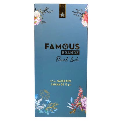 Front view of the Floral Lush Beaker Water Pipe, featuring a floral design on a dark background.