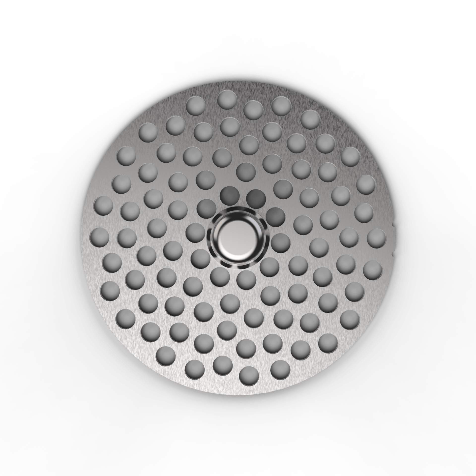 Front view of the Next Gen Premium 2.5" Mill Plates, showing a perforated metal plate with evenly spaced circular holes.