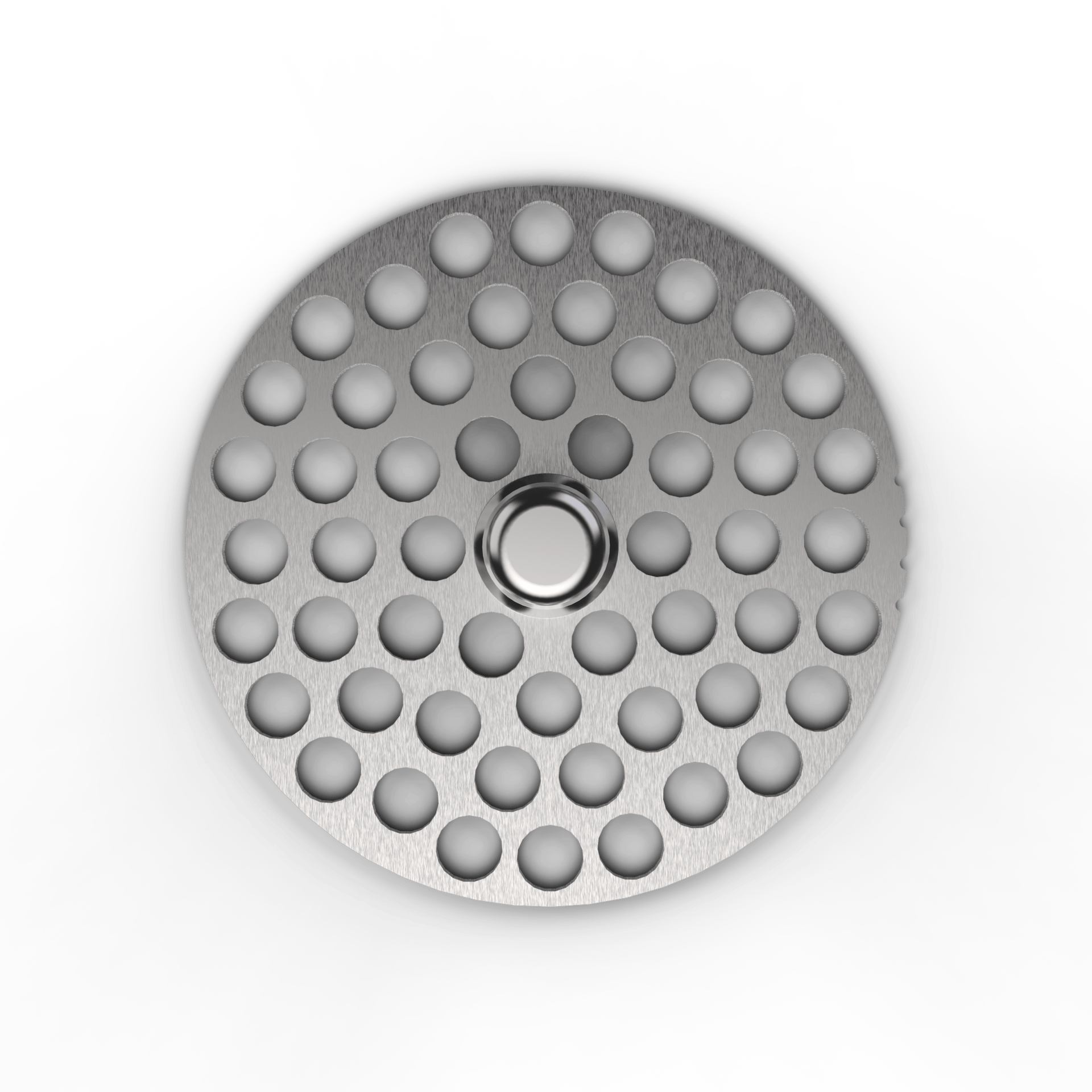 Close-up, top-down view of the Next Gen Premium 2.5" Mill Plates, showing a circular pattern of small, raised dots.