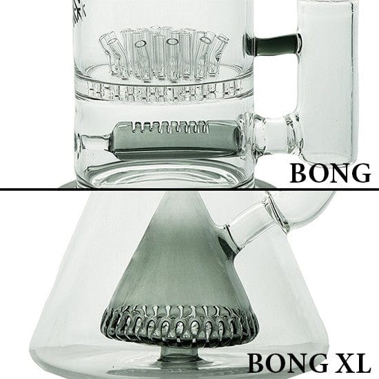 Front view of the Freeze Pipe XL Bong, a clear glass water pipe with a bulbous base and simple cylindrical neck.