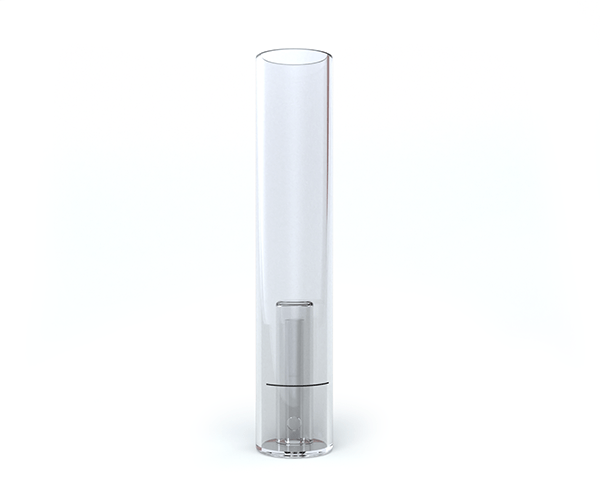 A front view of the G Pen Roam Glass Hydrotube, showcasing the clear glass cylinder with a dark base.