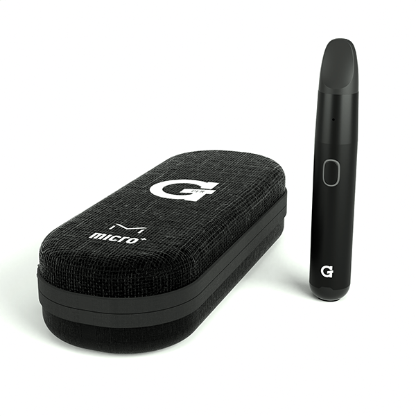 Front view of the Cookies x G Pen Micro Plus Concentrate Vaporizer, a sleek, black pen-style device against a plain white backdrop.