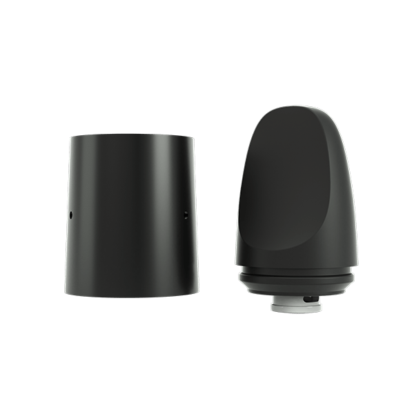 Front view of the Cookies x G Pen Micro Plus Concentrate Vaporizer, a sleek, black handheld device angled against a plain white background.