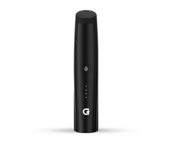 Front view of the G Pen Pro Vaporizer, a sleek, black cylindrical device with a minimal design.