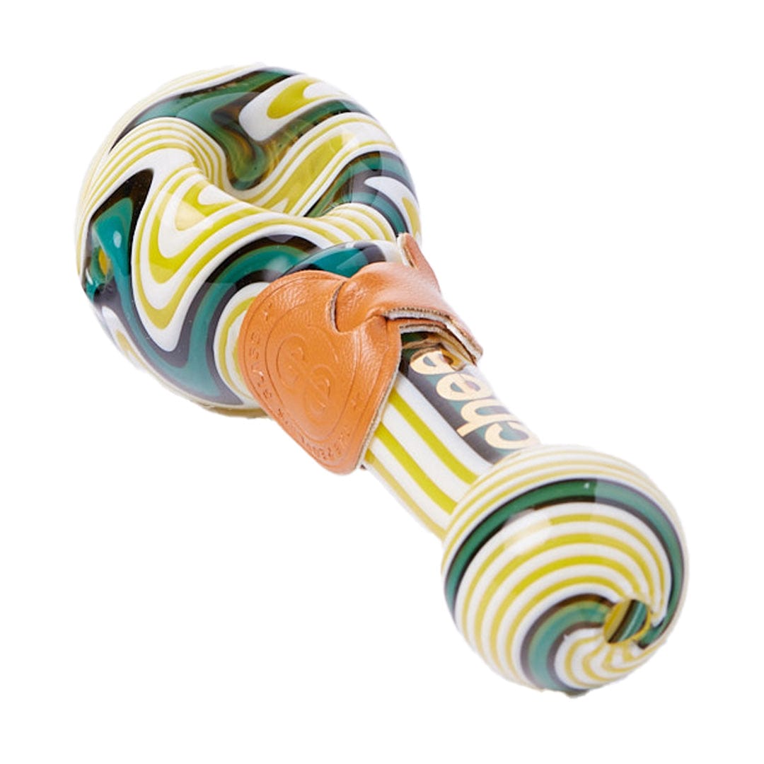 Cheech Glass Hand Pipe Yellow White Blue Cheech Glass Wig Wag Bowl