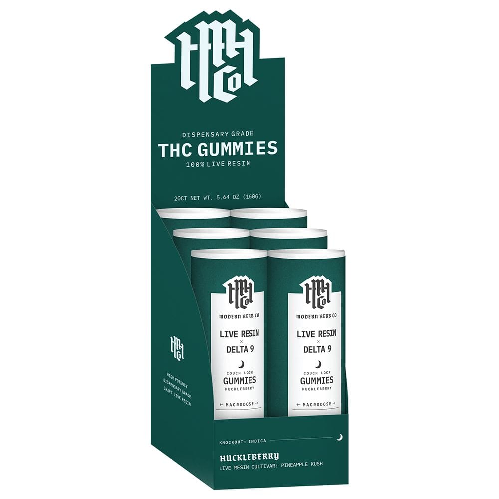 Modern Herb Co. DELTA9 THC Huckleberry | Couch Lock Modern Herb Co Live Resin Delta 9 Macrodose Gummies | 400mg | 20pc | 6pk Display
