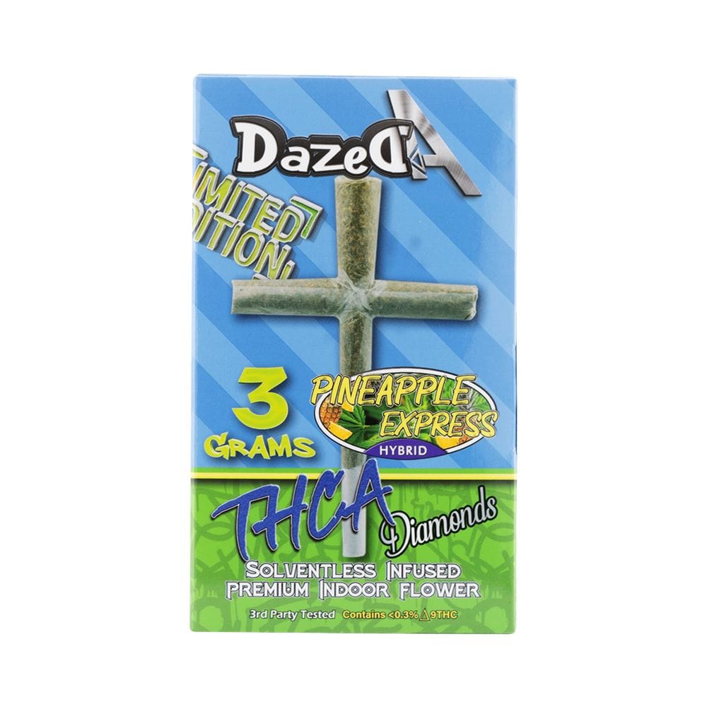 Dazed DELTA9 THC Pineapple Express | THCA Diamonds Dazed THC Blend Infused Cross Pre-Roll | 3g