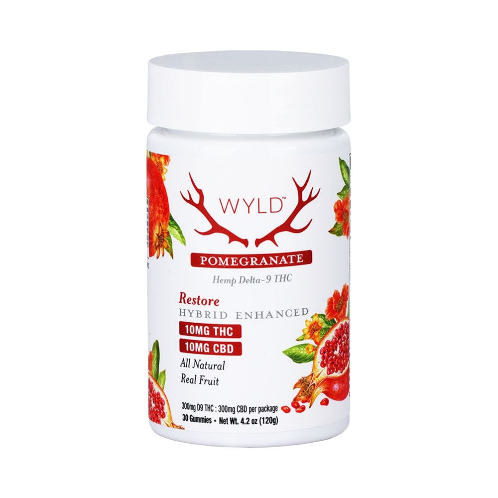 WYLD DELTA9 THC Pomegranate 1:1 D9 & CBD / 30pc WYLD D9 Blend Gummies
