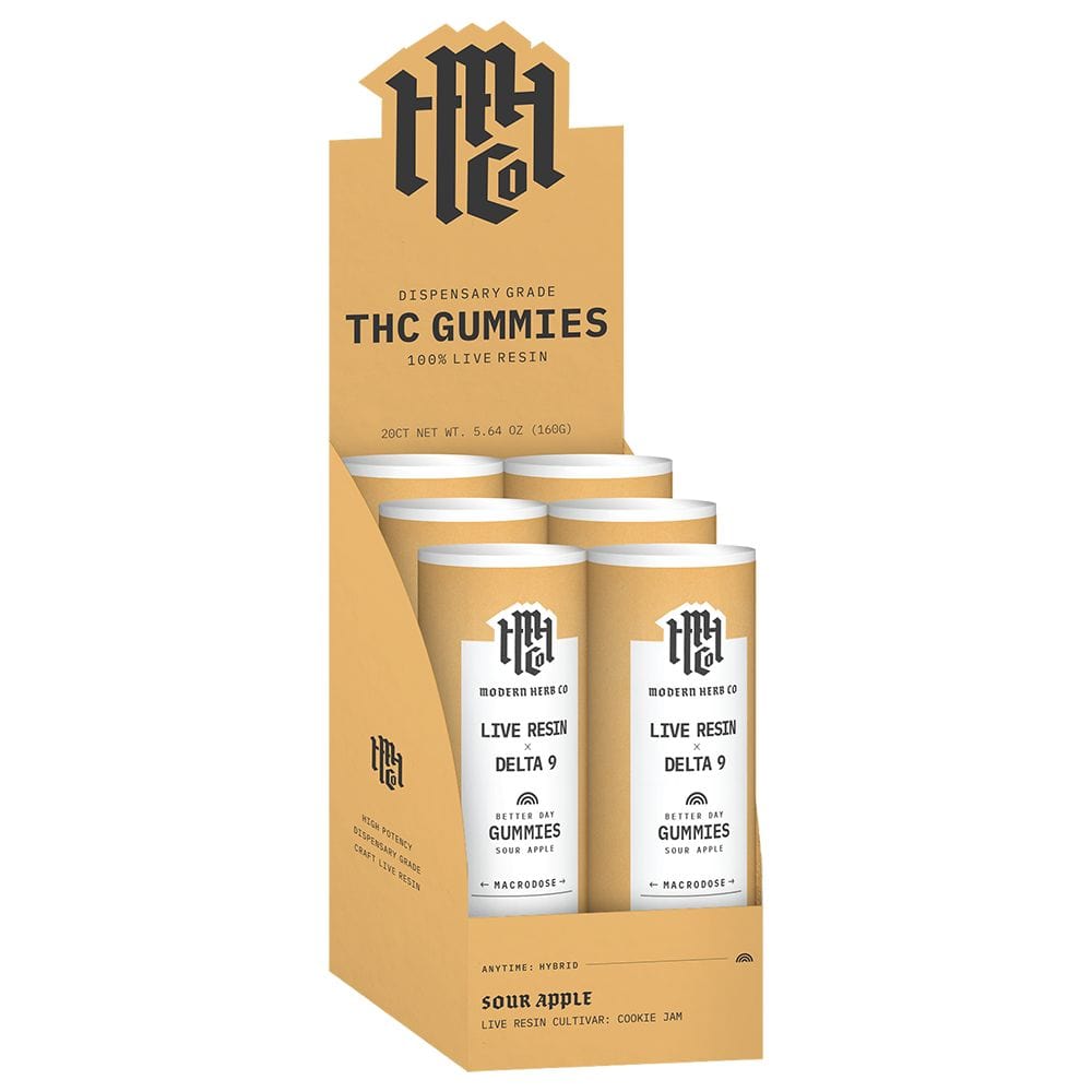 Modern Herb Co. DELTA9 THC Sour Apple | Better Day Modern Herb Co Live Resin Delta 9 Macrodose Gummies | 400mg | 20pc | 6pk Display