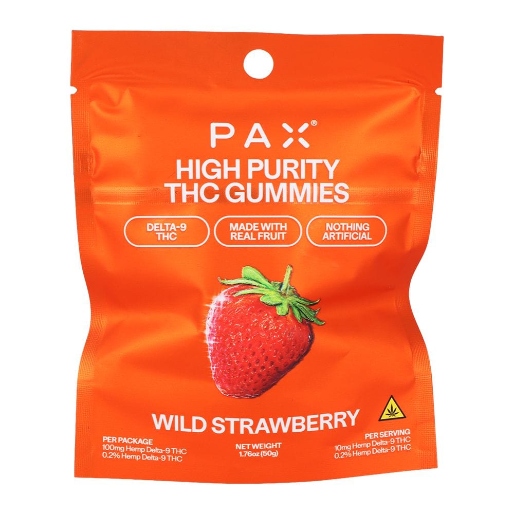 PAX DELTA9 THC Wild Strawberry | Sativa PAX High Purity D9 THC Gummies | 100mg | 10pc Pack