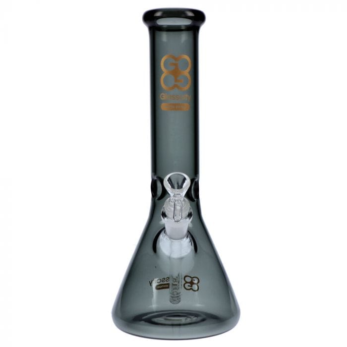 Front view of the Glasscity Limited Edition Small Beaker Ice Bong, with a clear glass construction and simple beaker shape.