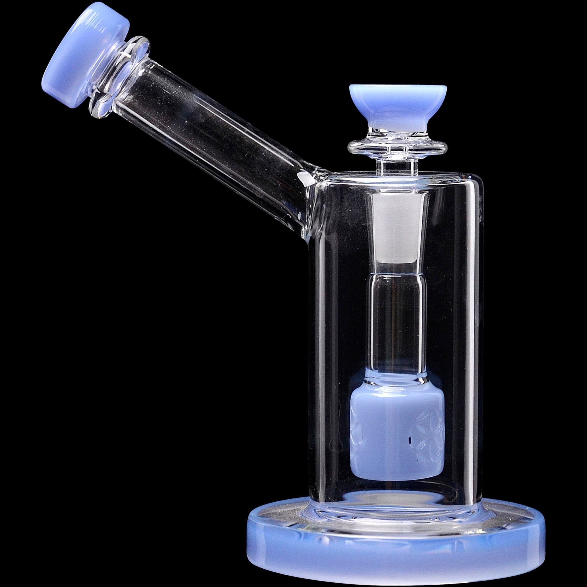 Glassic Bubblers Milky Blue Glassic Seed of Life Percolator Glass Upright Bubbler