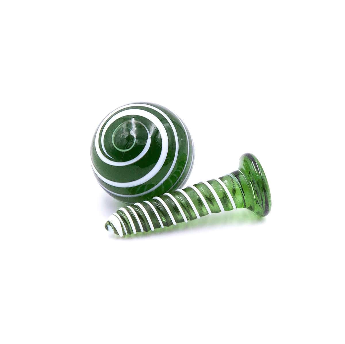 The Stash Shack Carb Cap Green Glass Terp Screw and Marble Slurper Cap Set