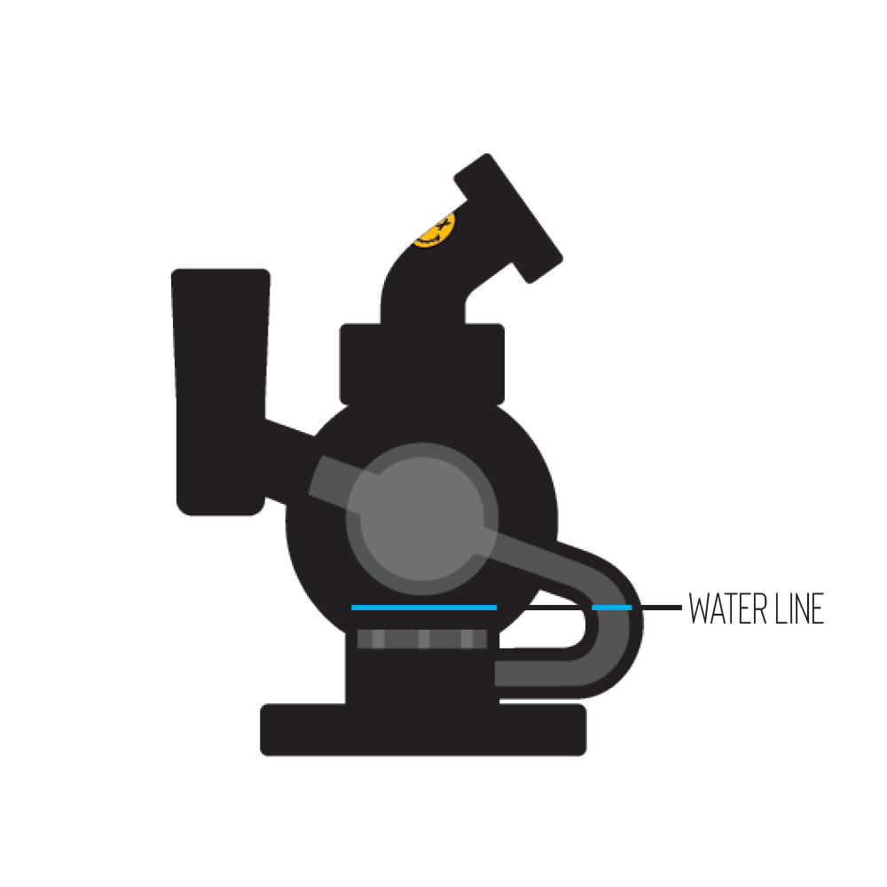 Front view of the Orbit Mini Rig 4-Piece Kit, a compact water pipe with a clear glass construction and angled mouthpiece.