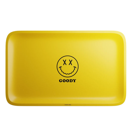 Goody Glass Rolling Tray Medium Yellow Big Face Rolling Tray