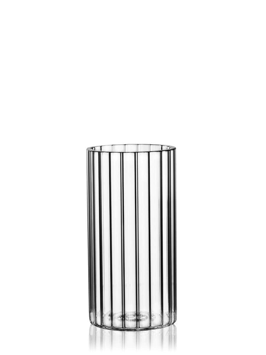 Front view of the Monarch Gravity Bong, a clear glass tube reflecting on a polished surface.