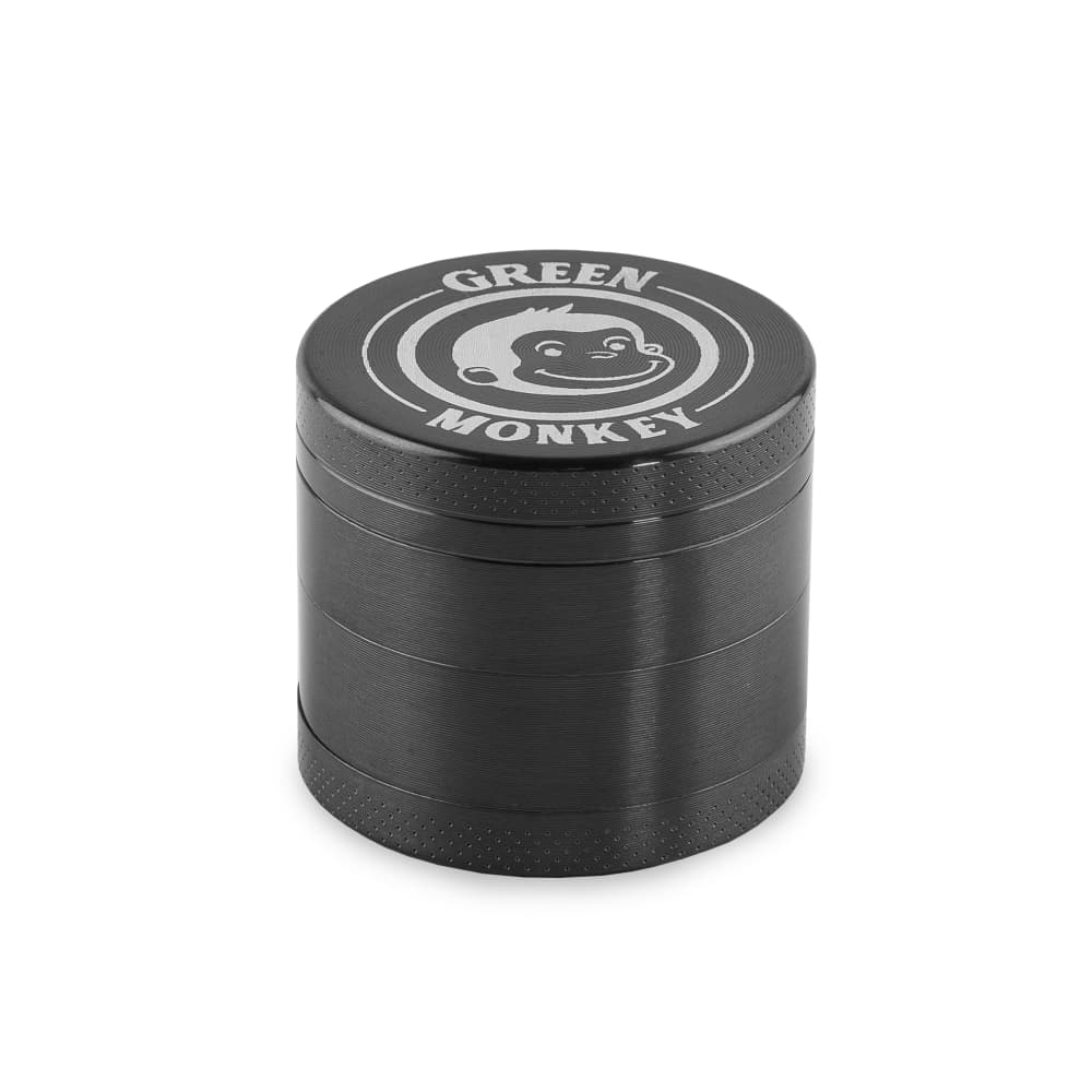 A straight-on shot of the Capuchin 40mm Grinder, showcasing its metallic finish and cylindrical shape against a plain white background.