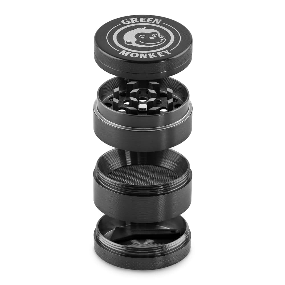 Close-up of the Capuchin 40mm Grinder with a silver metallic finish, presented from a slightly angled, top-down perspective.