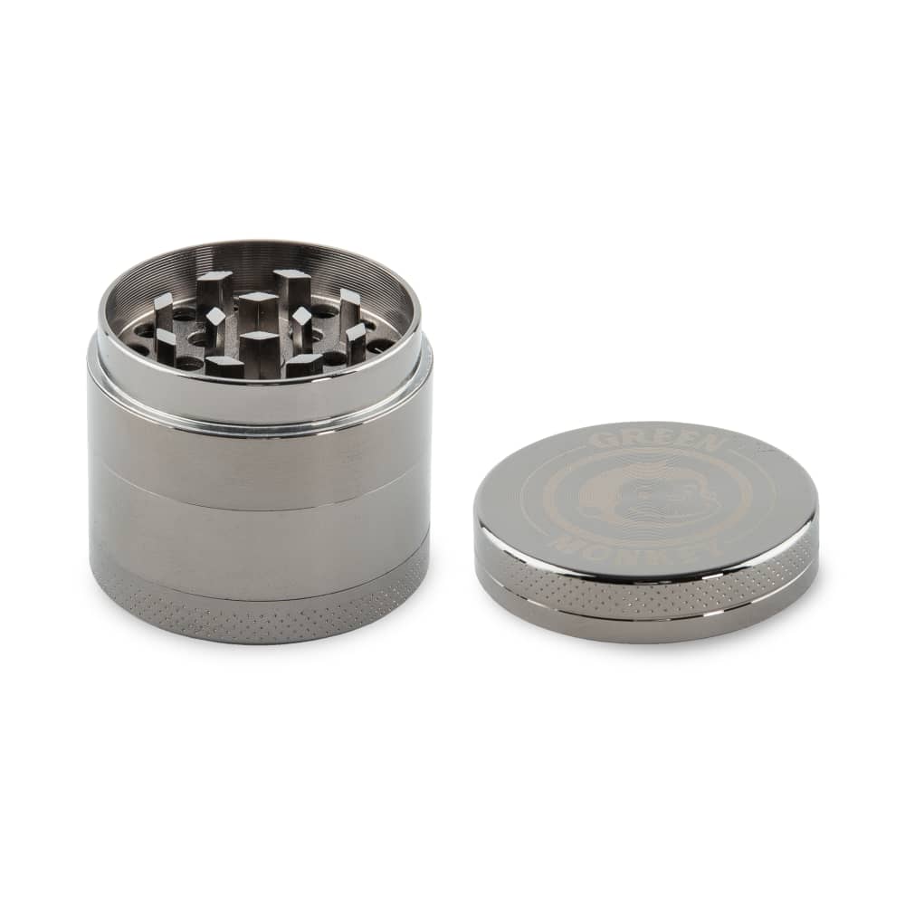 A top-down view of the Capuchin 40mm Grinder, showcasing its cylindrical metal construction and closed lid.