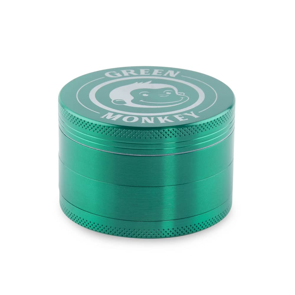 Front view of the Capuchin 63mm Grinder, a silver metal grinder with a multi-tiered cylindrical design.
